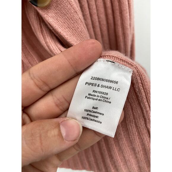 Veronica Beard Lazana Dusty Pink Cashmere Ribbed Button Front Cardigan Sweater - Picture 4 of 5